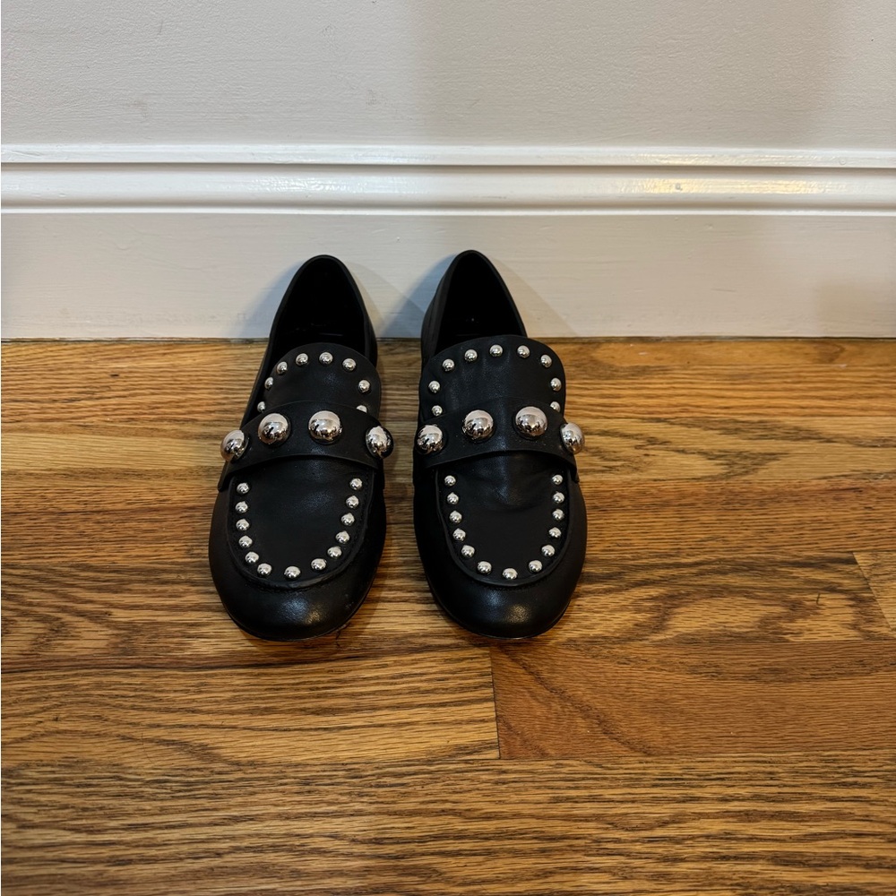 Karl Lagerfeld Black Flats with Silver Accents
